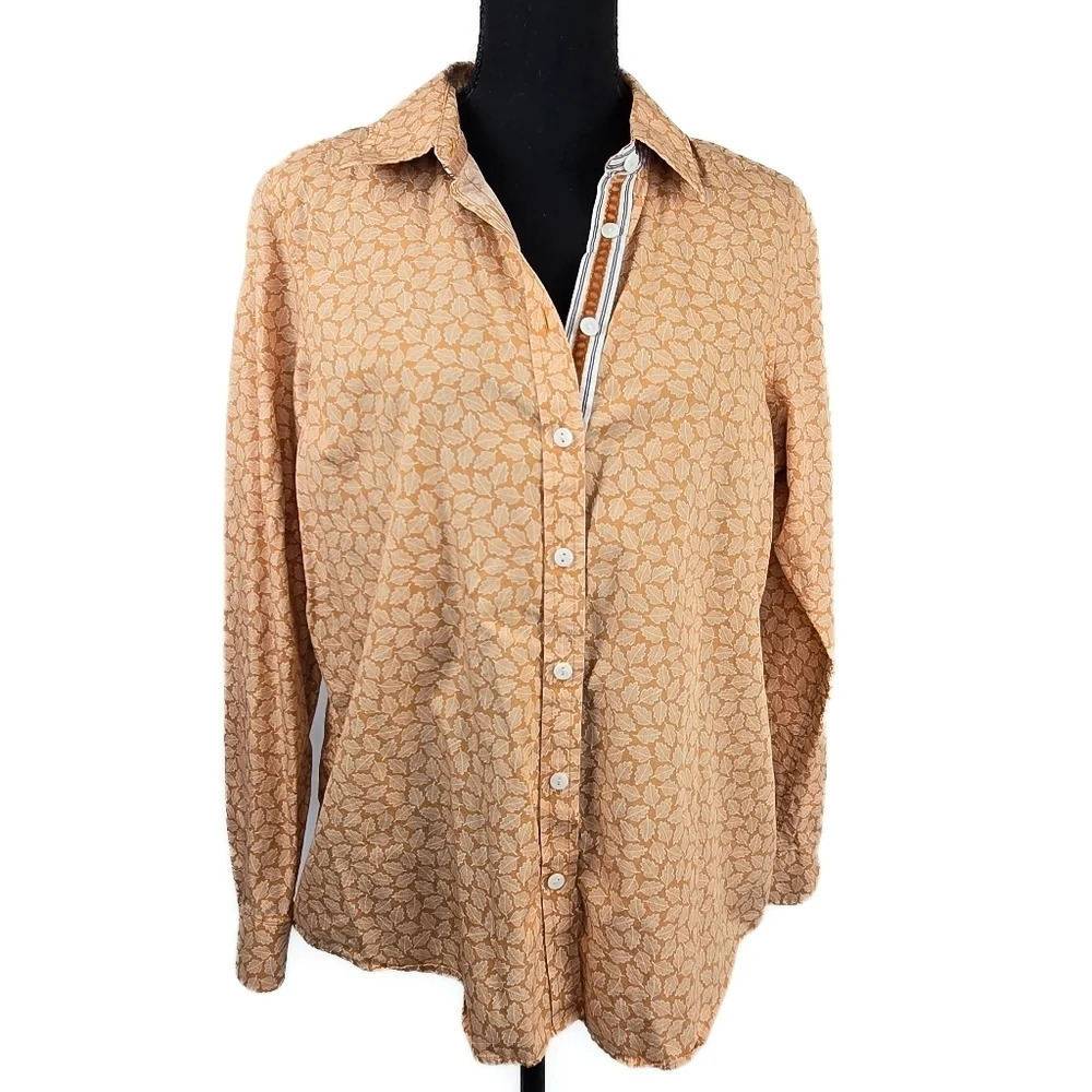 🔥 (5for$35) ORVIS Button Down Shirt Western Leaf pattern
